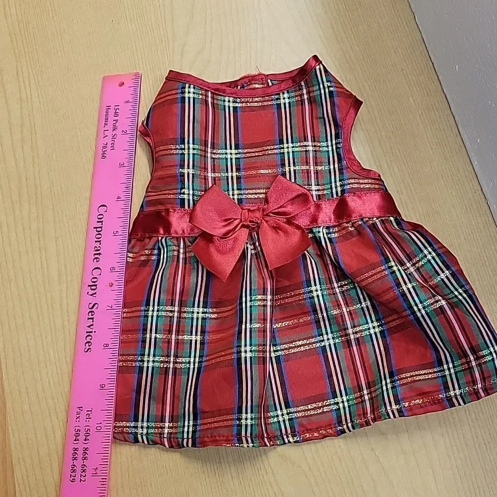 Xs Christmas puppy dress,‎ scarf, Hat And Stocking